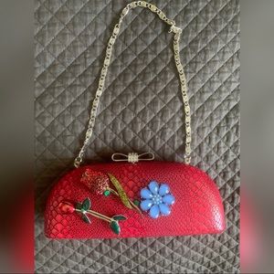 Red Reptile Print Clutch Bag❤️